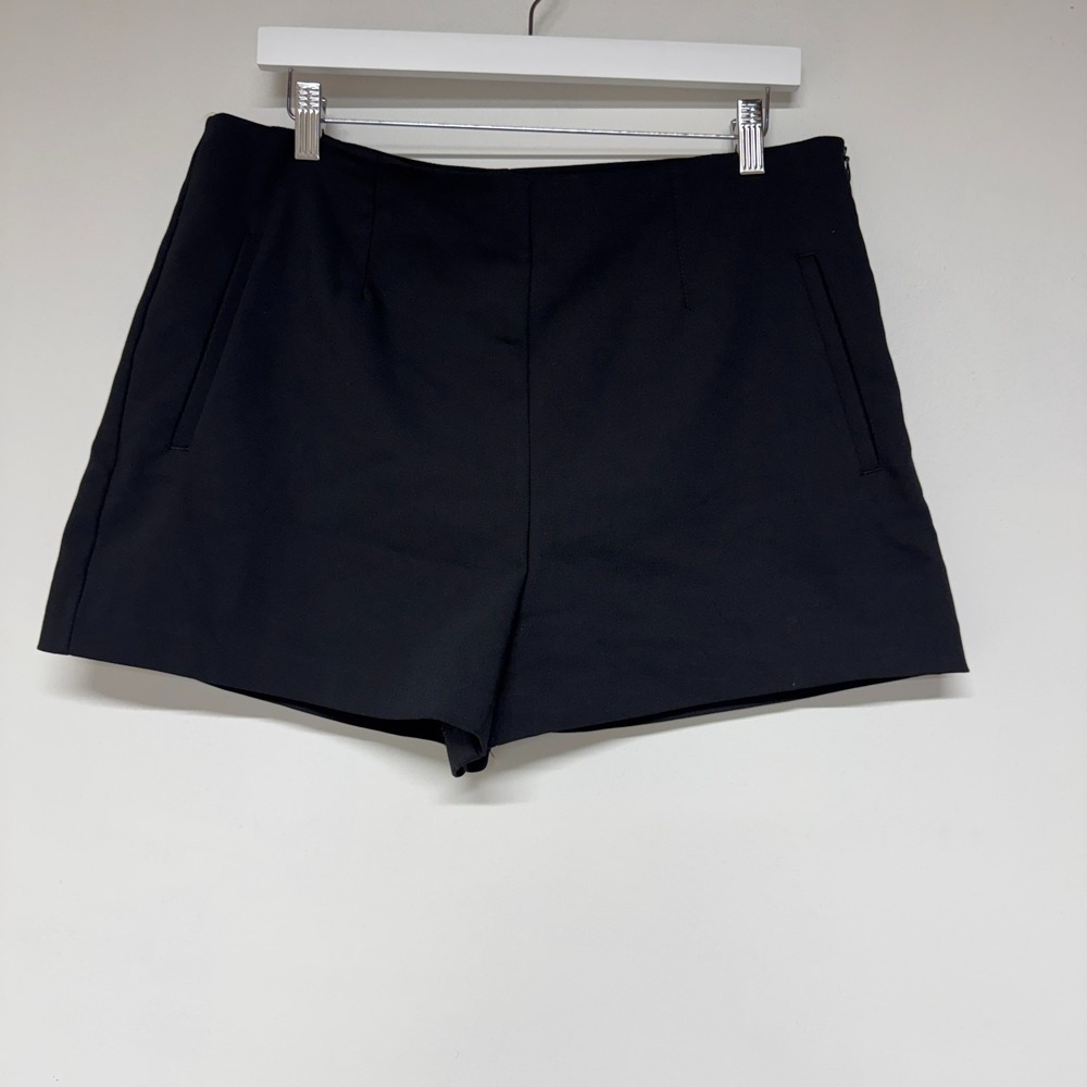 NWT Zara Women Black High Rise Side Zip Dressy Sailor Shorts Size XXL